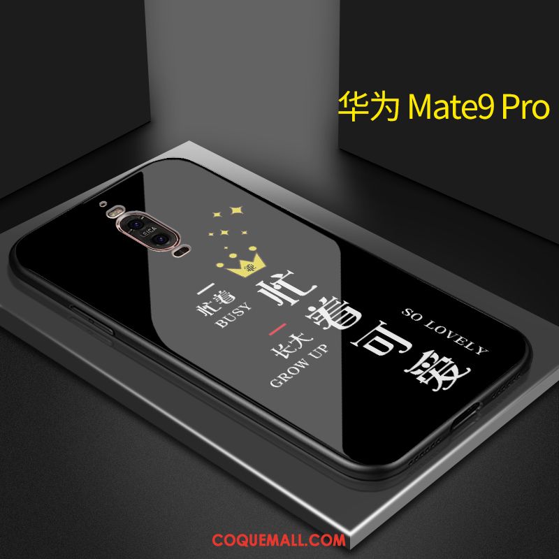 Étui Huawei Mate 9 Pro Amoureux Téléphone Portable Verre Trempé, Coque Huawei Mate 9 Pro Charmant Incassable
