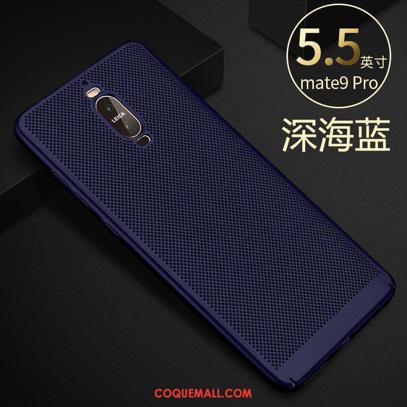 Étui Huawei Mate 9 Pro Difficile Refroidissement Délavé En Daim, Coque Huawei Mate 9 Pro Très Mince Bleu