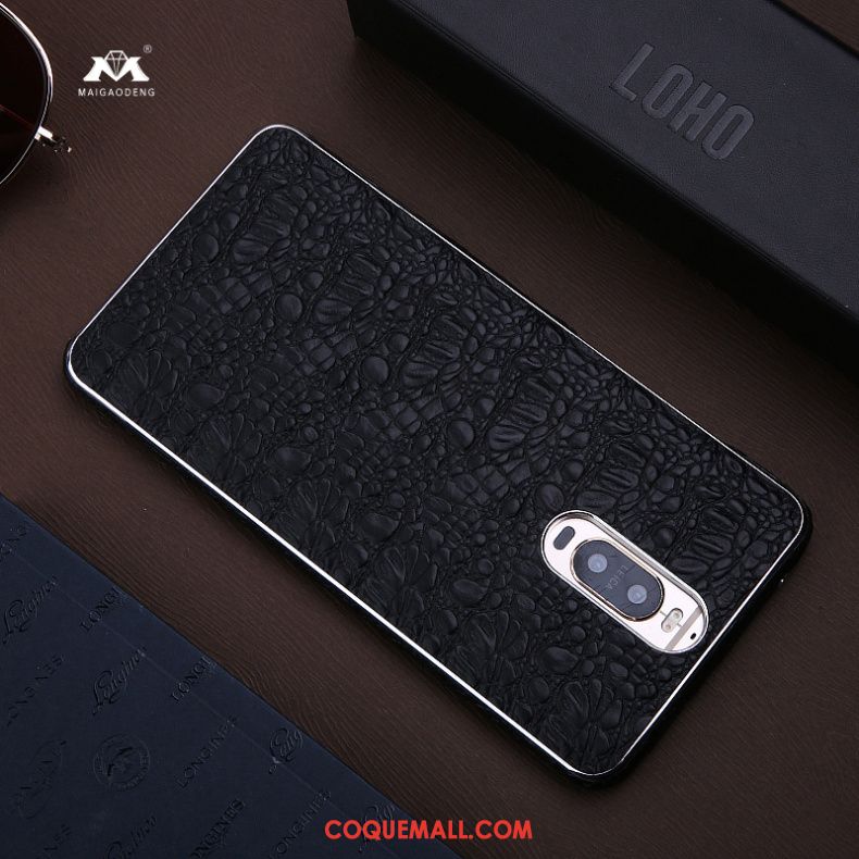 Étui Huawei Mate 9 Pro Téléphone Portable Cuir Véritable Protection, Coque Huawei Mate 9 Pro Noir