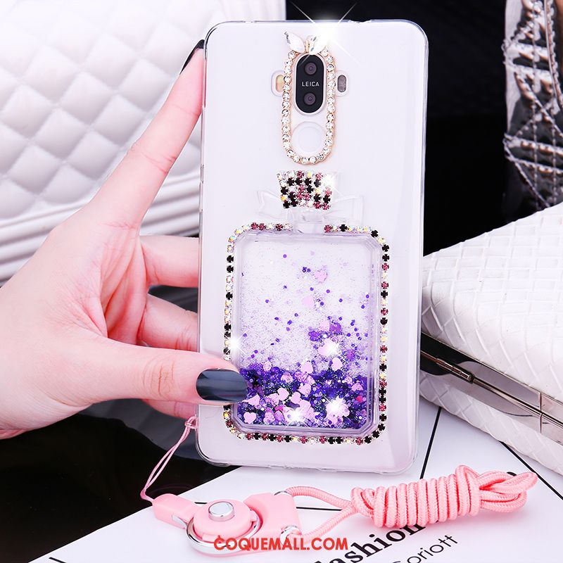 Étui Huawei Mate 9 Quicksand Violet Fluide Doux, Coque Huawei Mate 9 Ornements Suspendus Strass