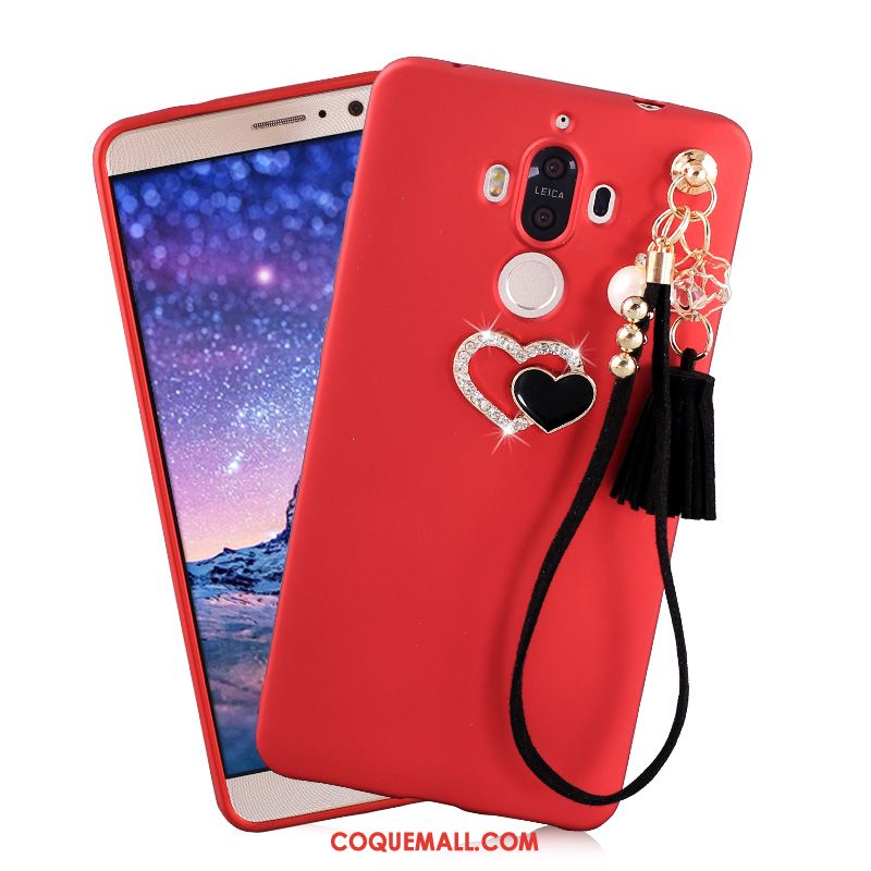 Étui Huawei Mate 9 Téléphone Portable Rouge Protection, Coque Huawei Mate 9 Bordure Fluide Doux