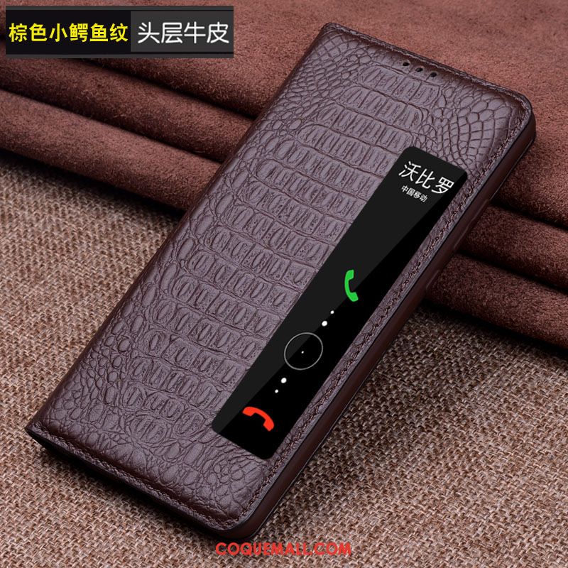 Étui Huawei Mate Rs Grand Cuir Véritable Protection, Coque Huawei Mate Rs Dormance Téléphone Portable Braun