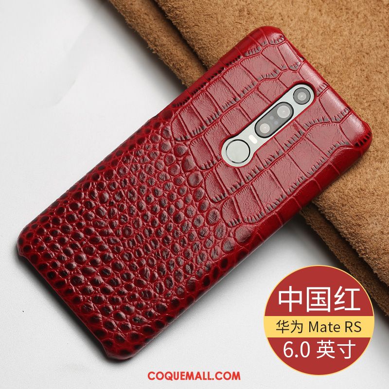 Étui Huawei Mate Rs Rouge Protection Téléphone Portable, Coque Huawei Mate Rs Business Cuir Véritable