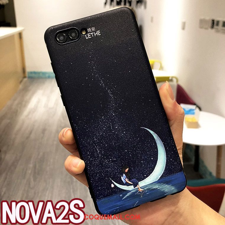 Étui Huawei Nova 2s Incassable Bleu Marin Tendance, Coque Huawei Nova 2s Créatif Anneau