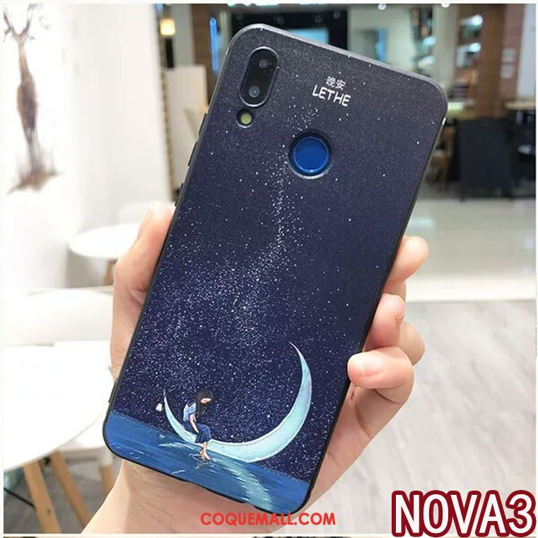 Étui Huawei Nova 3 Bleu Téléphone Portable Protection, Coque Huawei Nova 3 Créatif Incassable