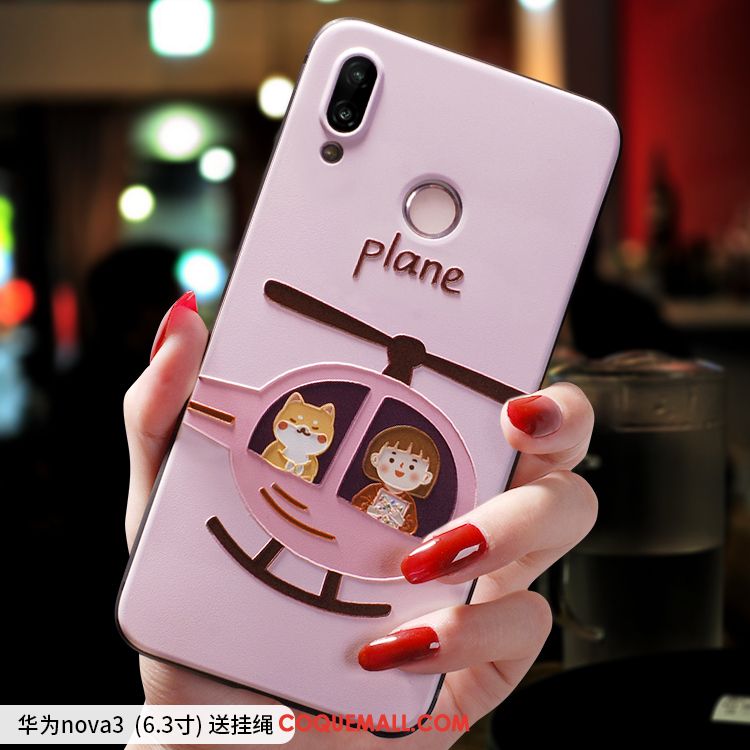 Étui Huawei Nova 3 Silicone Incassable Très Mince, Coque Huawei Nova 3 Dessin Animé Délavé En Daim