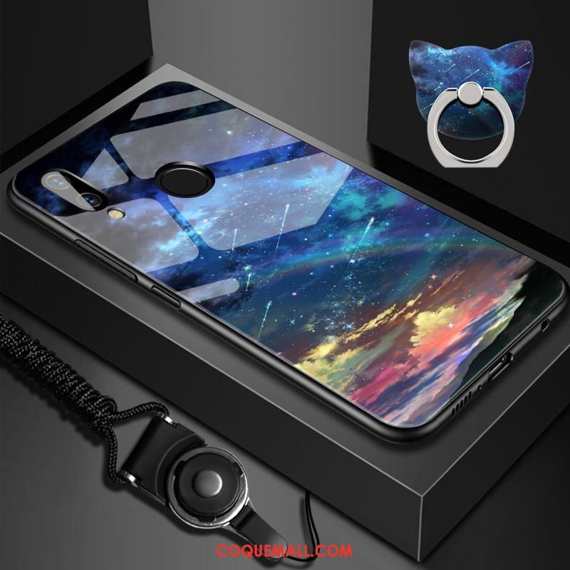 Étui Huawei Nova 3e Bleu Marin Style Chinois Luxe, Coque Huawei Nova 3e Nouveau Miroir