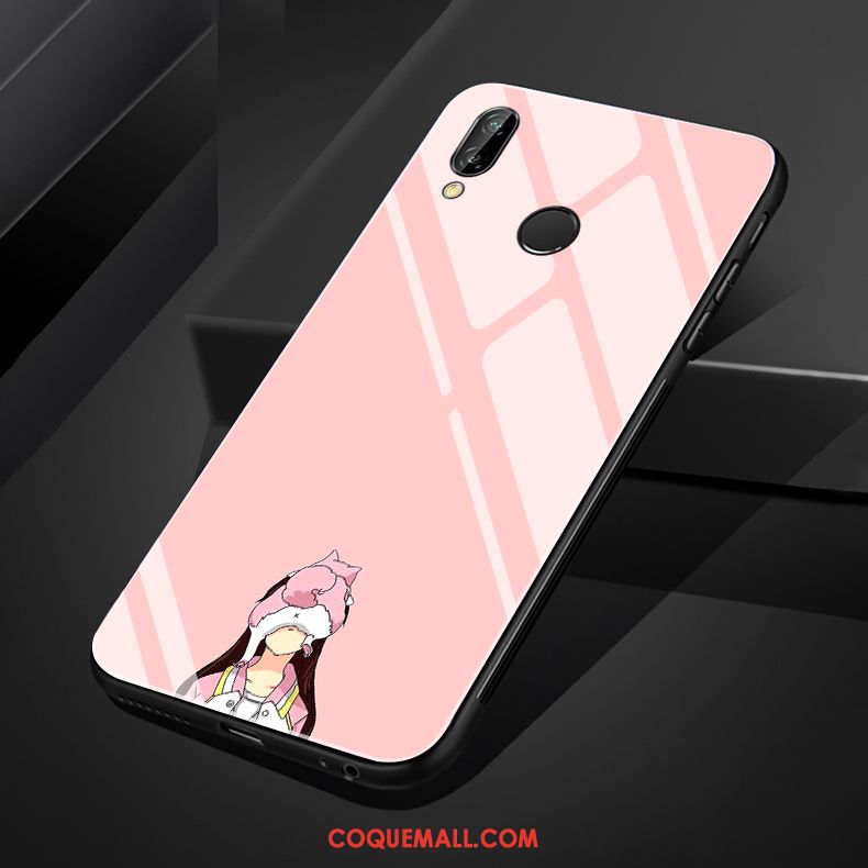 Étui Huawei Nova 3e Charmant Simple Dessin Animé, Coque Huawei Nova 3e Frais Rose