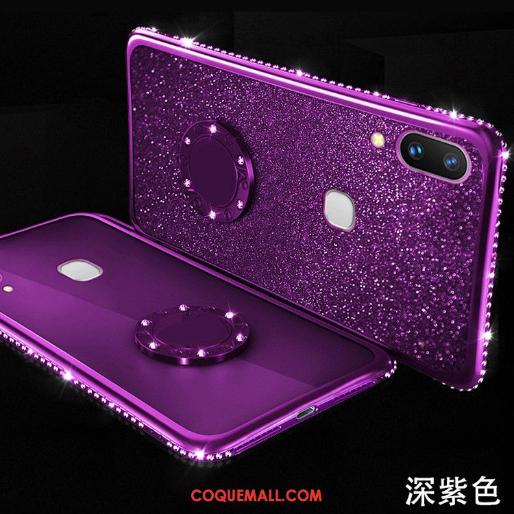 Étui Huawei Nova 3e Incruster Strass Tout Compris Silicone, Coque Huawei Nova 3e Violet Nouveau