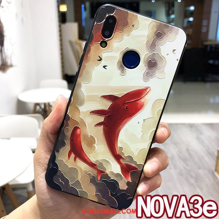 Étui Huawei Nova 3e Personnalité Téléphone Portable Tendance, Coque Huawei Nova 3e Tout Compris Rouge