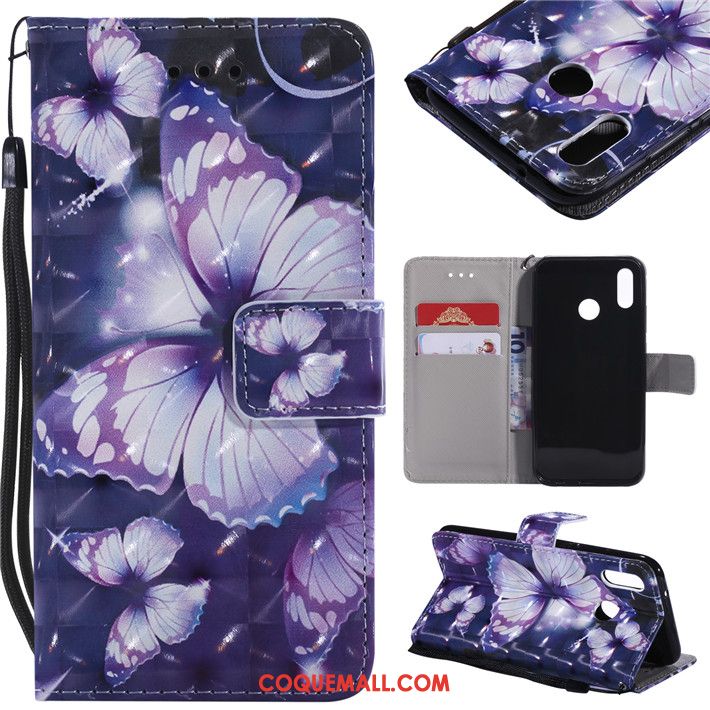 Étui Huawei Nova 3e Étui En Cuir Téléphone Portable Tout Compris, Coque Huawei Nova 3e Violet Incassable