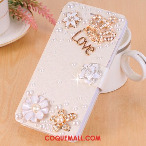 Étui Huawei Nova 3i Blanc Téléphone Portable Étui En Cuir, Coque Huawei Nova 3i Strass Clamshell