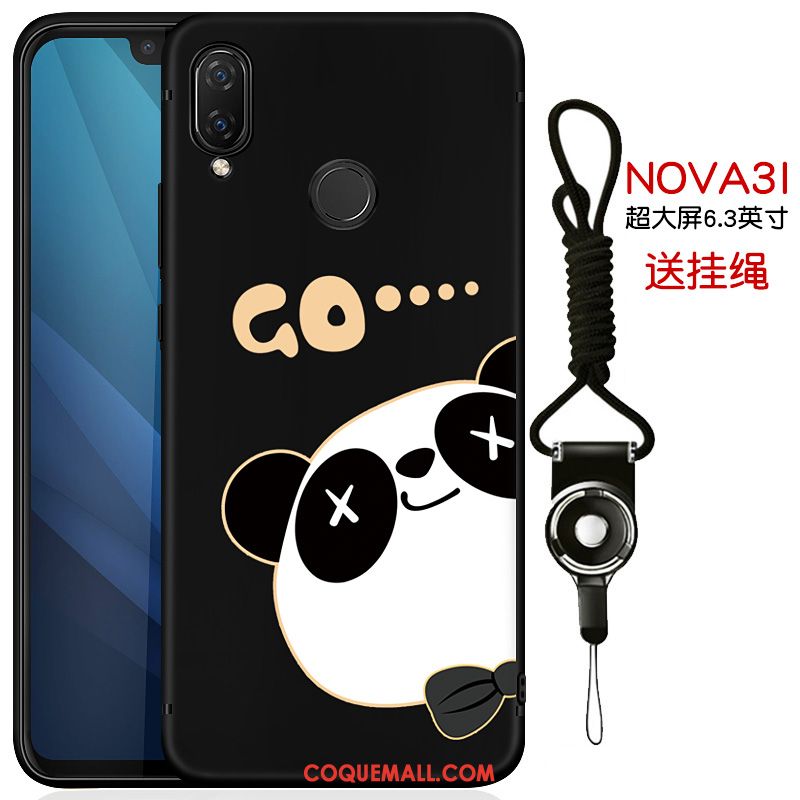 Étui Huawei Nova 3i Incassable Silicone Marque De Tendance, Coque Huawei Nova 3i Noir Téléphone Portable