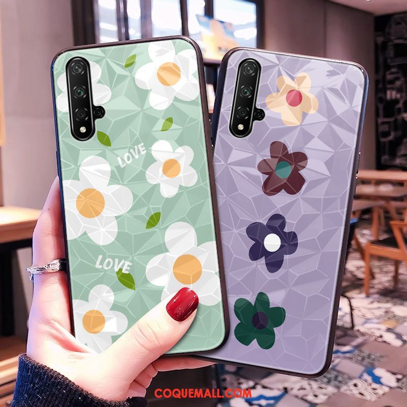 Étui Huawei Nova 5t Téléphone Portable Vert Modèle Fleurie, Coque Huawei Nova 5t Frais Dimensionnel