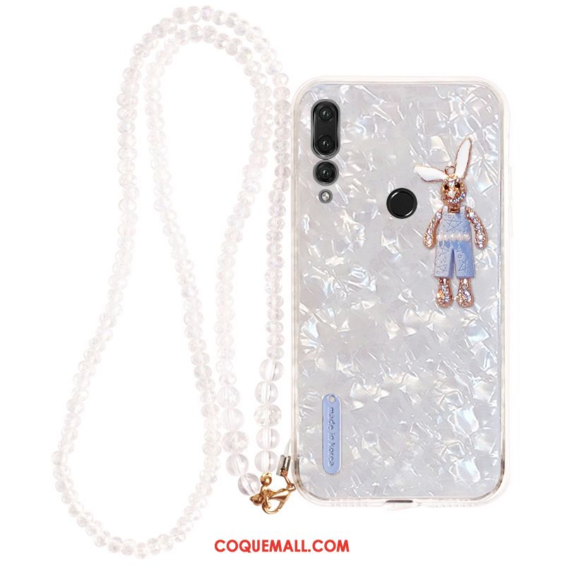 Étui Huawei P Smart+ 2019 Incassable Dessin Animé Modèle Fleurie, Coque Huawei P Smart+ 2019 Blanc Silicone