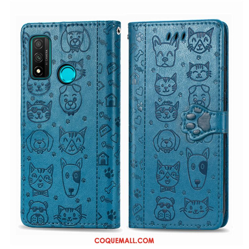 Étui Huawei P Smart 2020 En Cuir Gaufrage Protection, Coque Huawei P Smart 2020 Chiens Dessin Animé