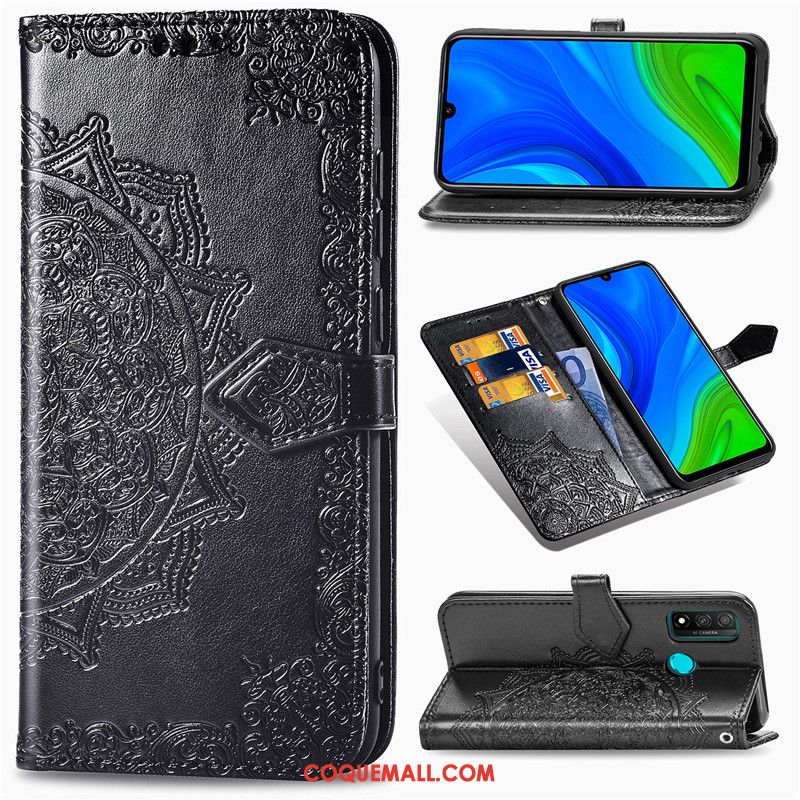 Étui Huawei P Smart 2020 Similicuir Gaufrage Couleur Unie, Coque Huawei P Smart 2020 Téléphone Portable Protection