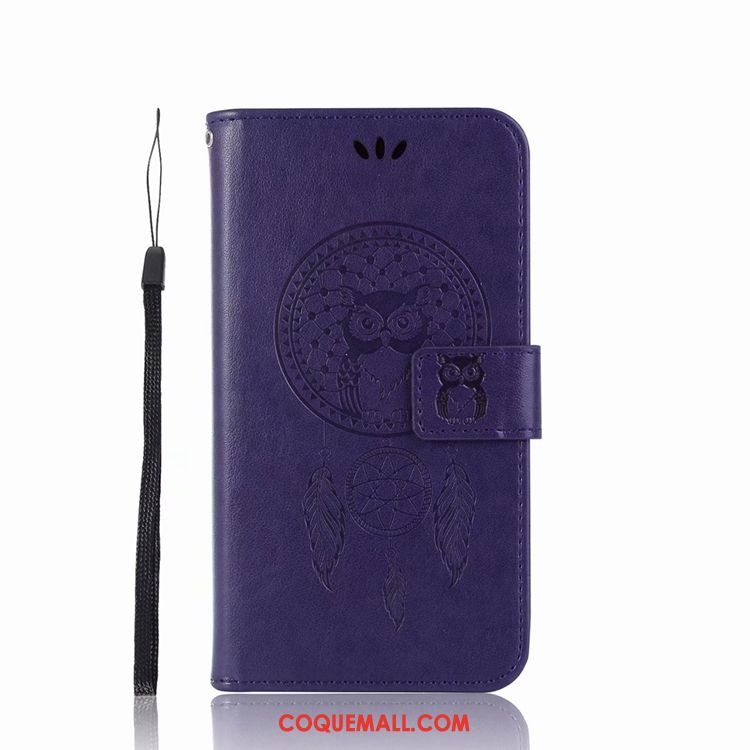 Étui Huawei P Smart+ Bordure Étui En Cuir Violet, Coque Huawei P Smart+ Protection Clamshell