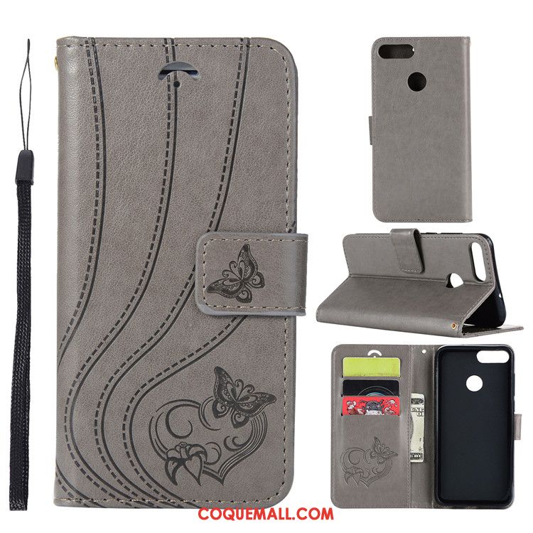 Étui Huawei P Smart Clamshell Silicone Téléphone Portable, Coque Huawei P Smart Étui En Cuir Gris