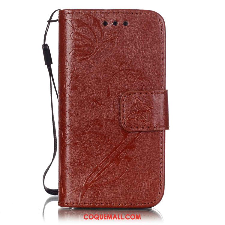 Étui Huawei P Smart+ Cuir Papillon En Relief, Coque Huawei P Smart+ Téléphone Portable Support Braun