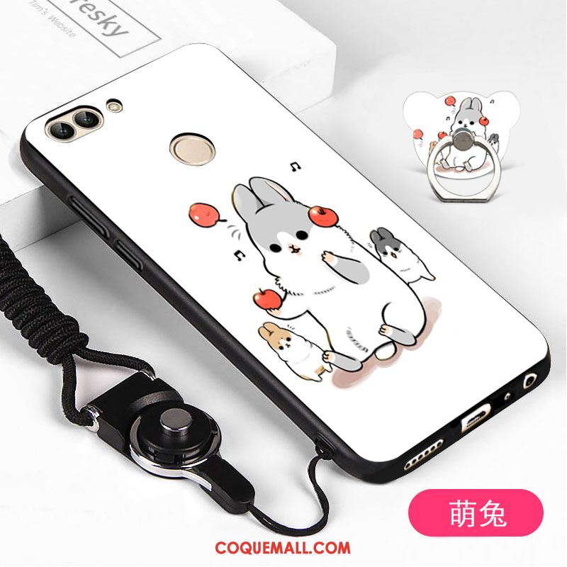 Étui Huawei P Smart Fluide Doux Dessin Animé Téléphone Portable, Coque Huawei P Smart Blanc Tout Compris