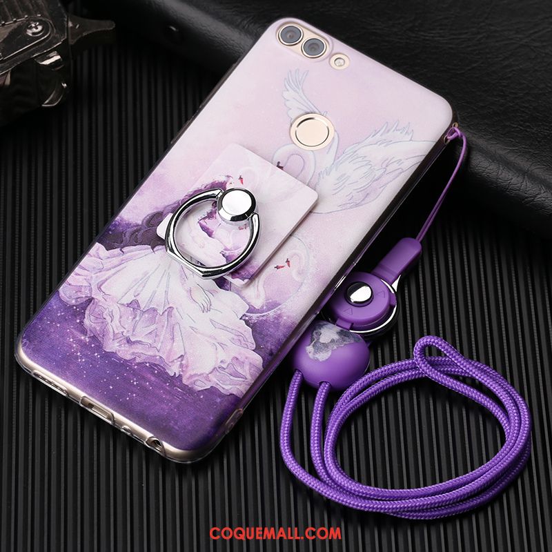 Étui Huawei P Smart Fluide Doux Dessin Animé Violet, Coque Huawei P Smart Tout Compris Incassable