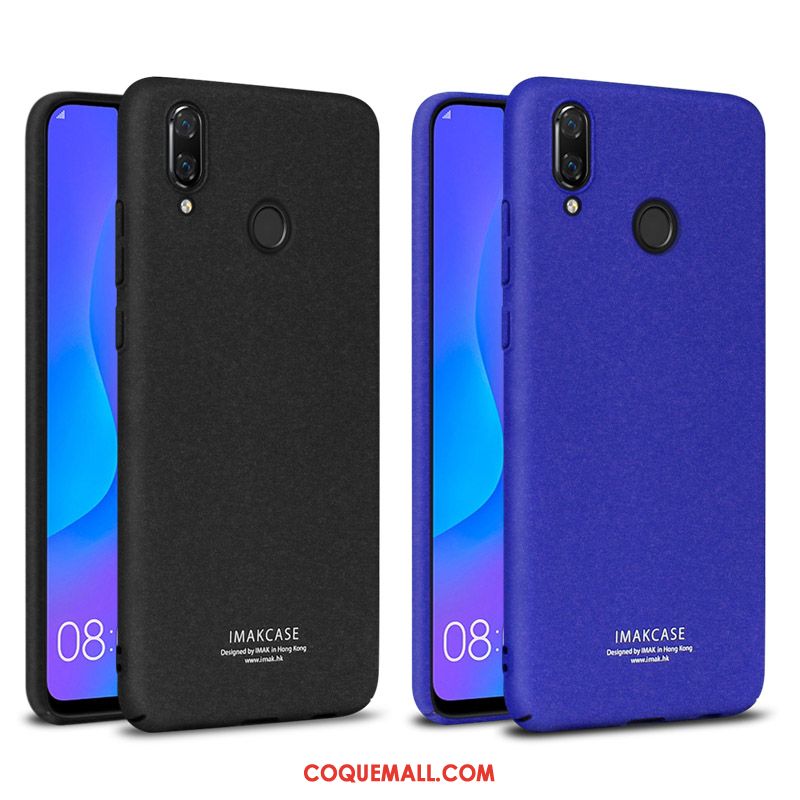 Étui Huawei P Smart+ Net Rouge Délavé En Daim Noir, Coque Huawei P Smart+ Téléphone Portable Protection