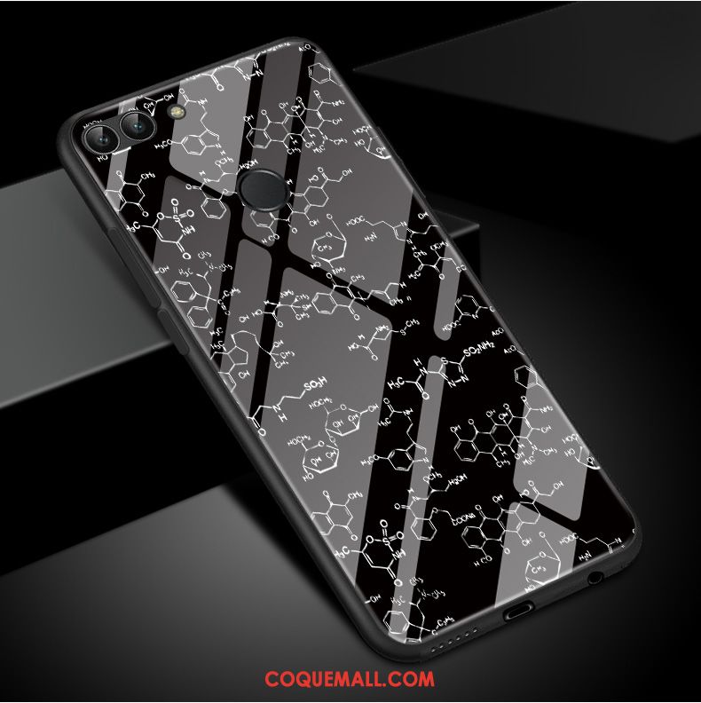 Étui Huawei P Smart Noir Fluide Doux Personnalité, Coque Huawei P Smart Téléphone Portable Verre Trempé