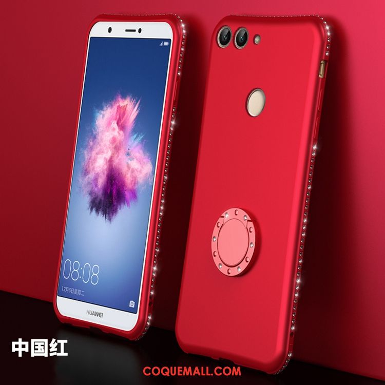 Étui Huawei P Smart Strass Téléphone Portable Rouge, Coque Huawei P Smart Incassable Fluide Doux