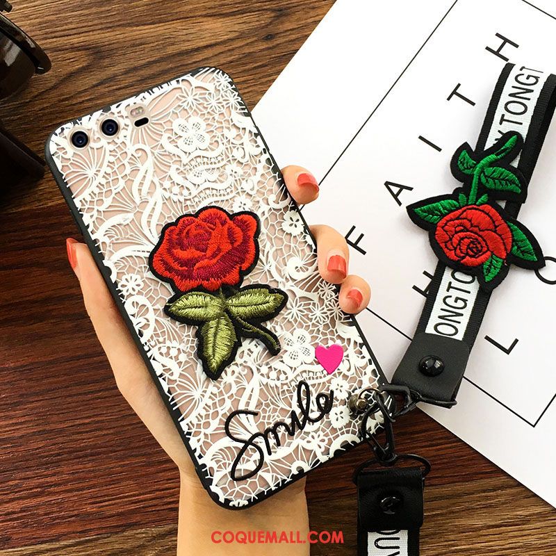 Étui Huawei P10 Broderie Membrane Rose, Coque Huawei P10 Tempérer Ornements Suspendus