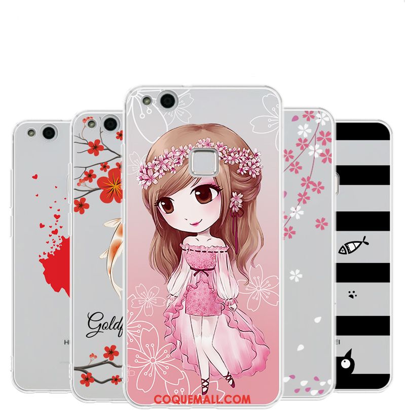 Étui Huawei P10 Lite Rose Silicone Fluide Doux, Coque Huawei P10 Lite Téléphone Portable Jeunesse