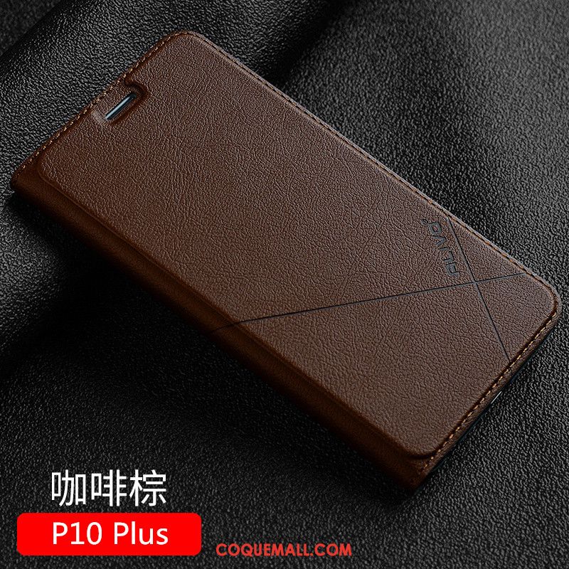 Étui Huawei P10 Plus Protection Téléphone Portable Étui En Cuir, Coque Huawei P10 Plus Incassable Clamshell Braun Braun