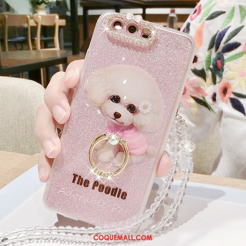 Étui Huawei P10 Plus Tendance Strass Support, Coque Huawei P10 Plus Téléphone Portable Rose