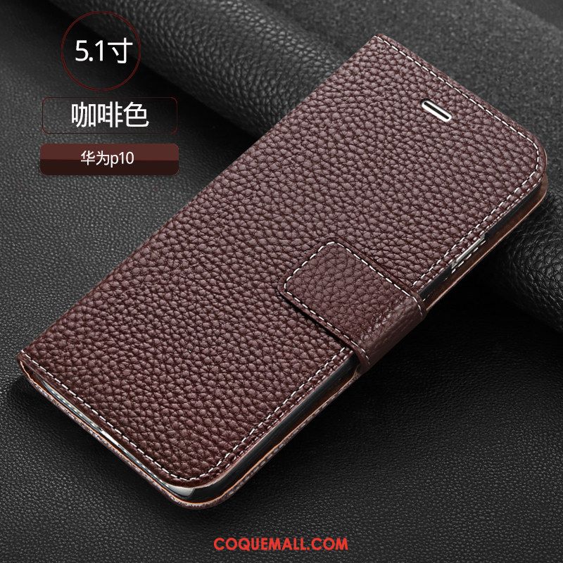 Étui Huawei P10 Protection Marron Membrane, Coque Huawei P10 Clamshell Téléphone Portable