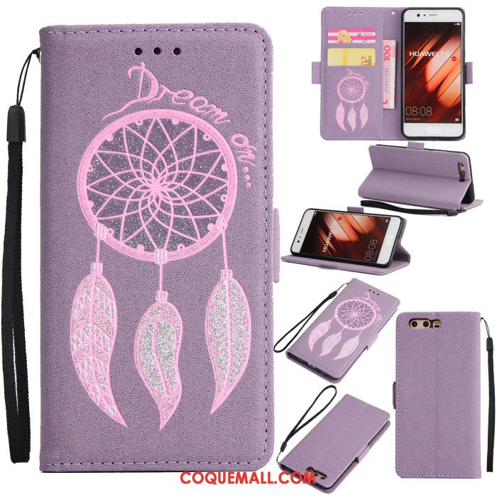 Étui Huawei P10 Téléphone Portable Étui En Cuir Violet, Coque Huawei P10 En Relief Protection