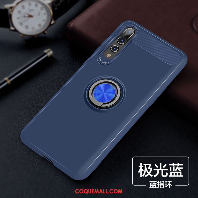 Étui Huawei P20 Anneau Incassable Cool, Coque Huawei P20 Bleu Fluide Doux