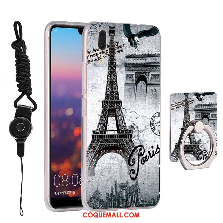 Étui Huawei P20 Gris Téléphone Portable Petit, Coque Huawei P20 Fluide Doux Verre