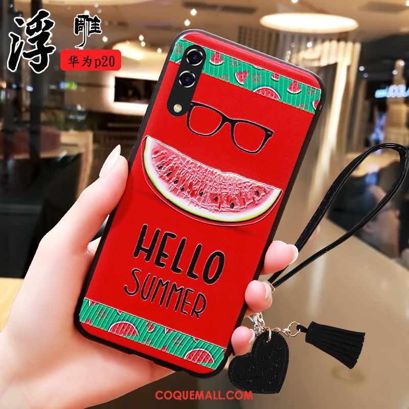 Étui Huawei P20 Incassable Rouge Fluide Doux, Coque Huawei P20 Tout Compris Téléphone Portable