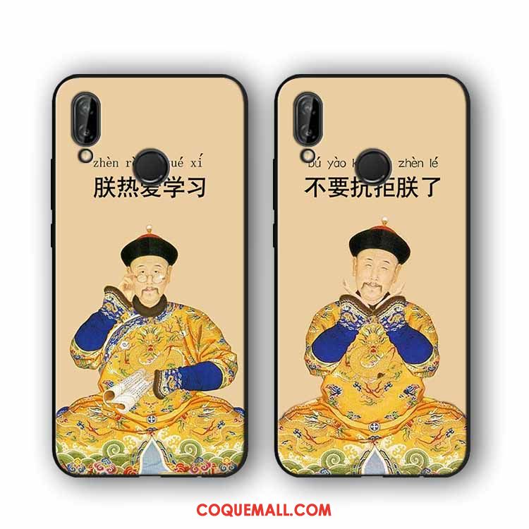 Étui Huawei P20 Lite Drôle Style Chinois Silicone, Coque Huawei P20 Lite Téléphone Portable Jaune