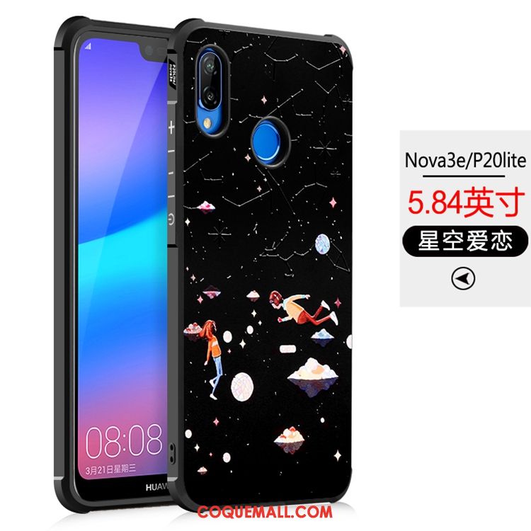 Étui Huawei P20 Lite Noir Tout Compris Protection, Coque Huawei P20 Lite Gaufrage Jeunesse