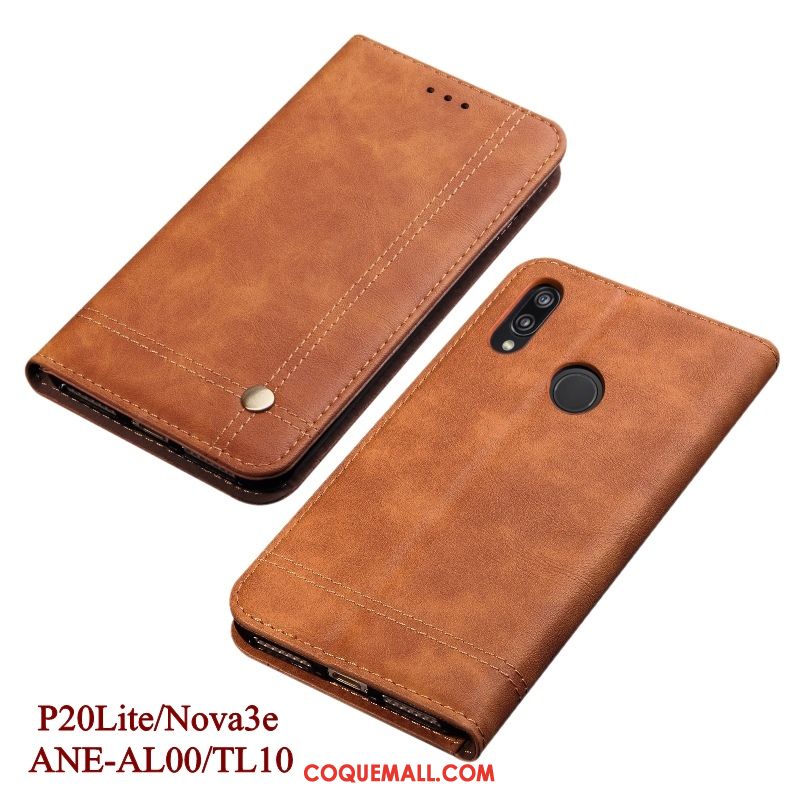 Étui Huawei P20 Lite Téléphone Portable Kaki Étui En Cuir, Coque Huawei P20 Lite Incassable Protection