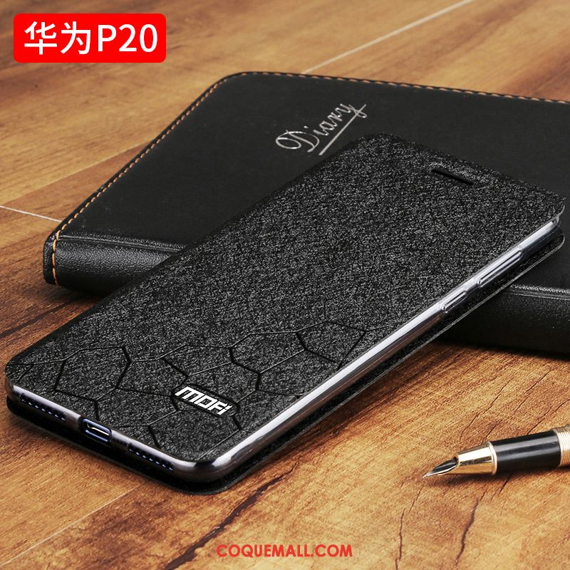 Étui Huawei P20 Noir Étui En Cuir Nouveau, Coque Huawei P20 Fluide Doux Incassable