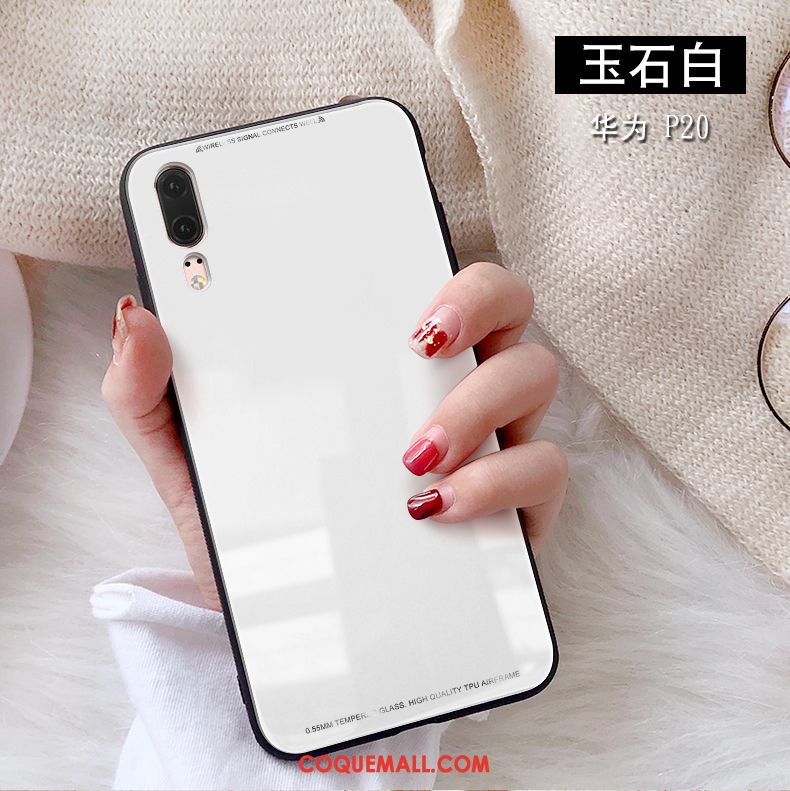 Étui Huawei P20 Téléphone Portable Blanc Blanc, Coque Huawei P20 Verre