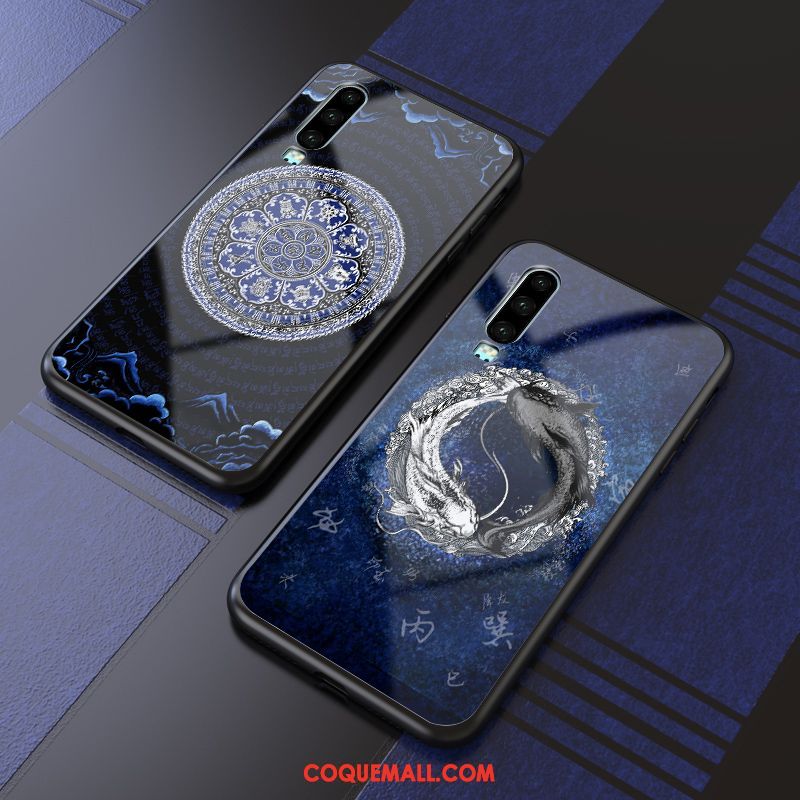 Étui Huawei P30 Créatif Marque De Tendance Bleu, Coque Huawei P30 Légère Personnalité