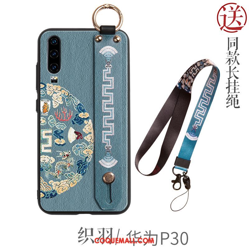 Étui Huawei P30 Créatif Support Silicone, Coque Huawei P30 Style Chinois Incassable