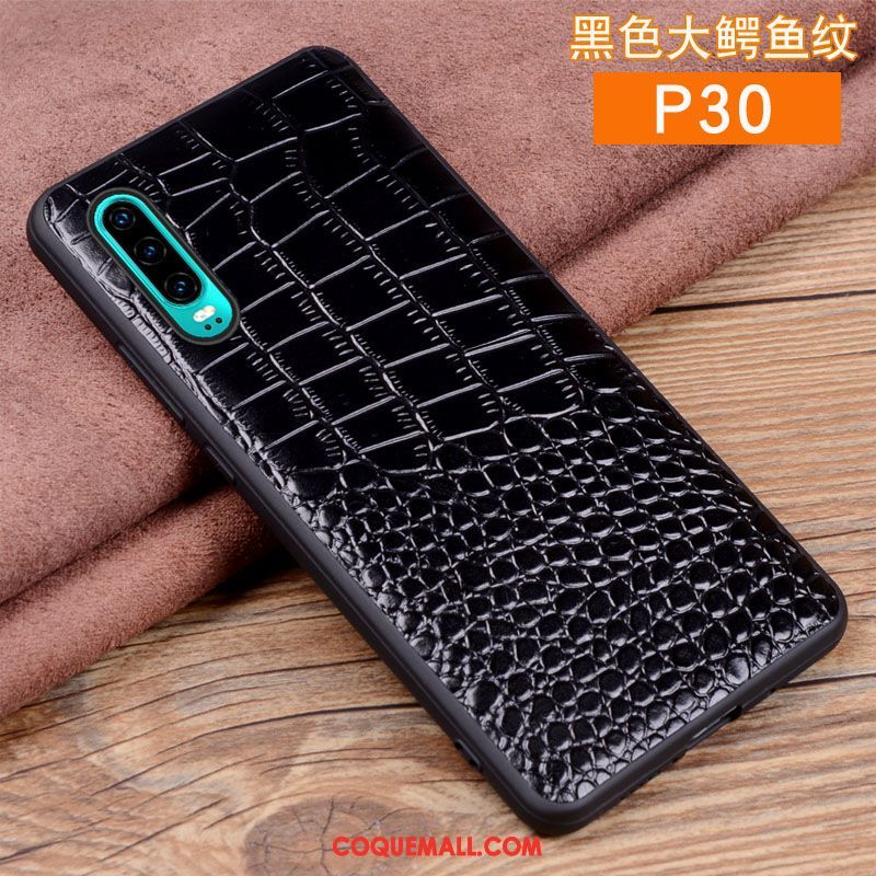 Étui Huawei P30 Cuir Véritable Crocodile Modèle Très Mince, Coque Huawei P30 En Cuir Marque De Tendance