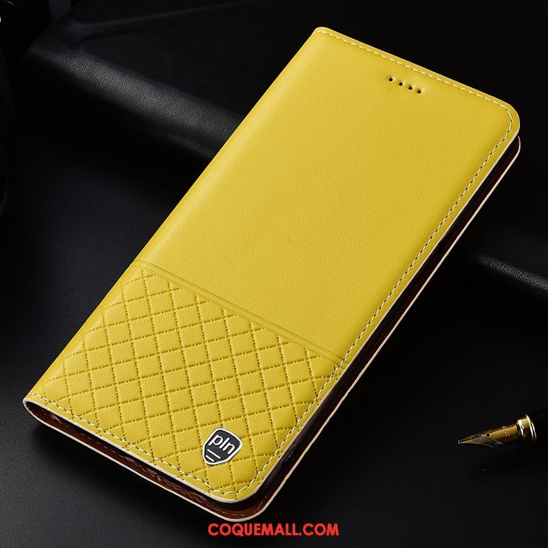 Étui Huawei P30 Jaune Clamshell Incassable, Coque Huawei P30 En Cuir Fluide Doux