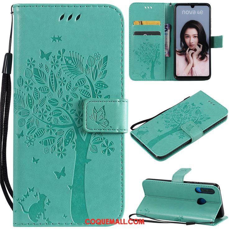 Étui Huawei P30 Lite Incassable Téléphone Portable Clamshell, Coque Huawei P30 Lite Vert En Cuir