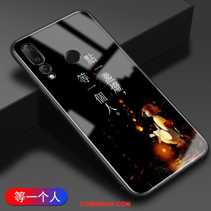 Étui Huawei P30 Lite Verre Noir Protection, Coque Huawei P30 Lite Miroir Personnalité