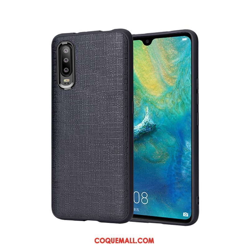 Étui Huawei P30 Noir Incassable Créatif, Coque Huawei P30 Mode Cuir Véritable